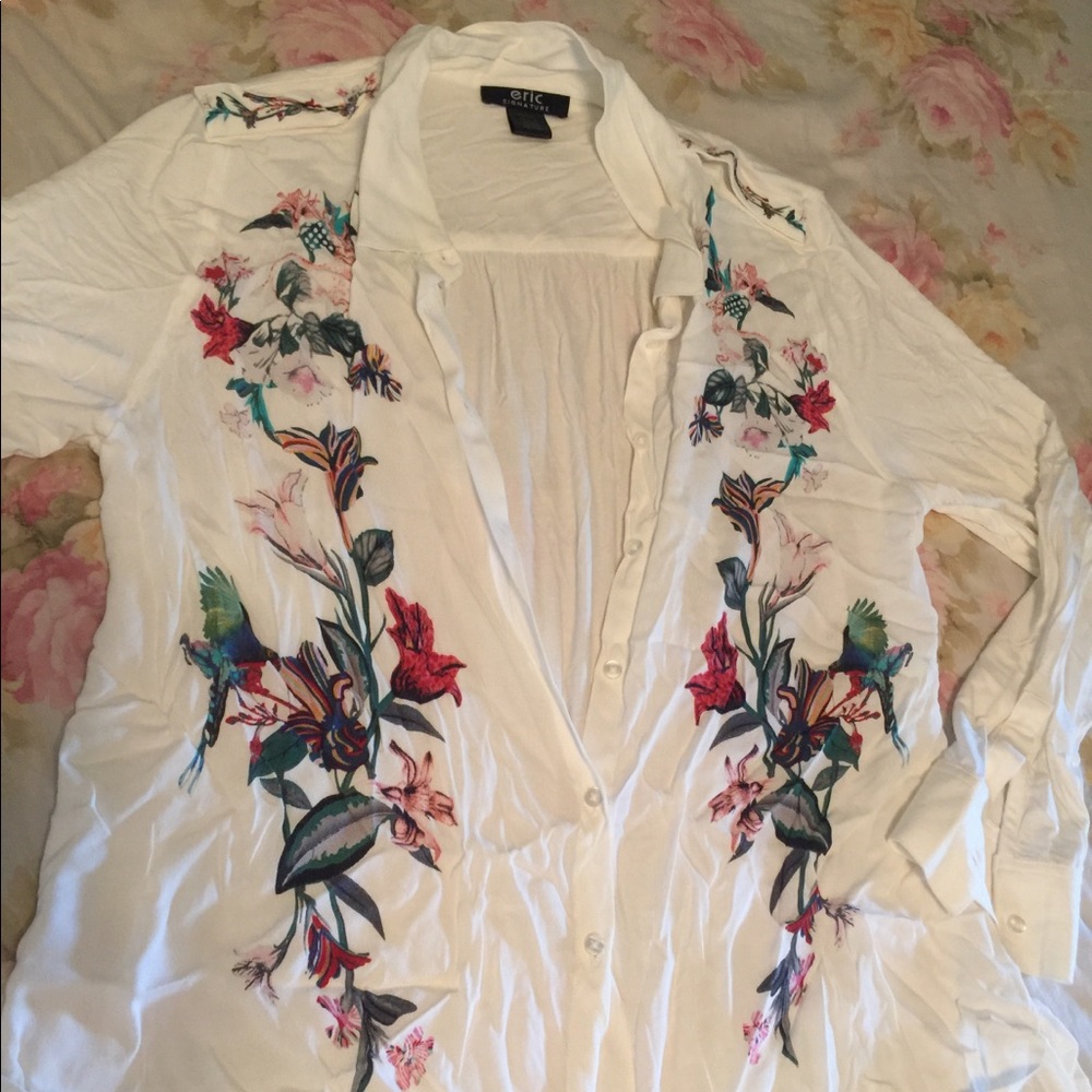Floral button down with the birds
